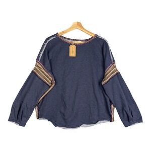 NATURAL LIFE Blue Sweatshirt with Multicolor Accents